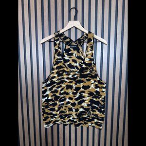 MinkPink Tank Top Small Womens Brown Leopard Print Racer Back Round Neck